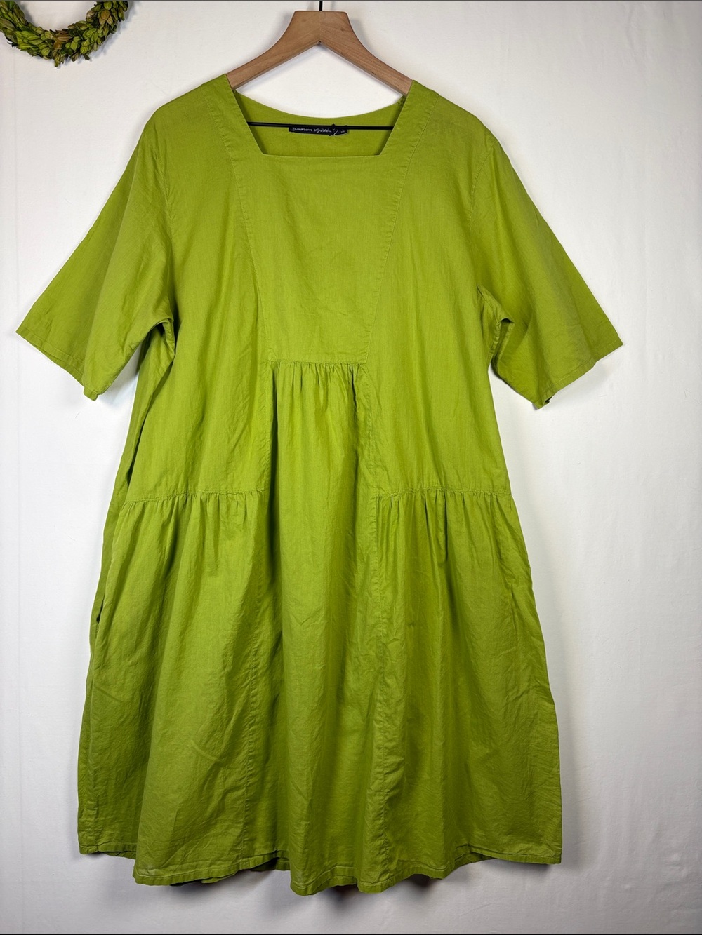 GUDRUN SJODEN Organic Cotton Green Popover Dress size XL